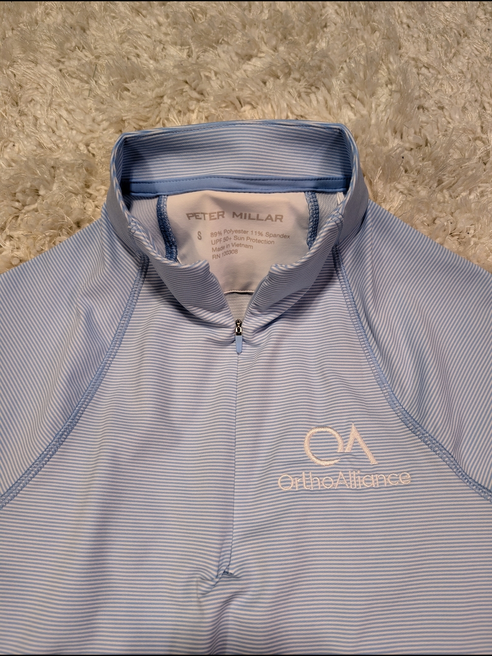 Peter Millar Women's Light Blue Quarter-Zip Pullover with OrthoAlliance Logo